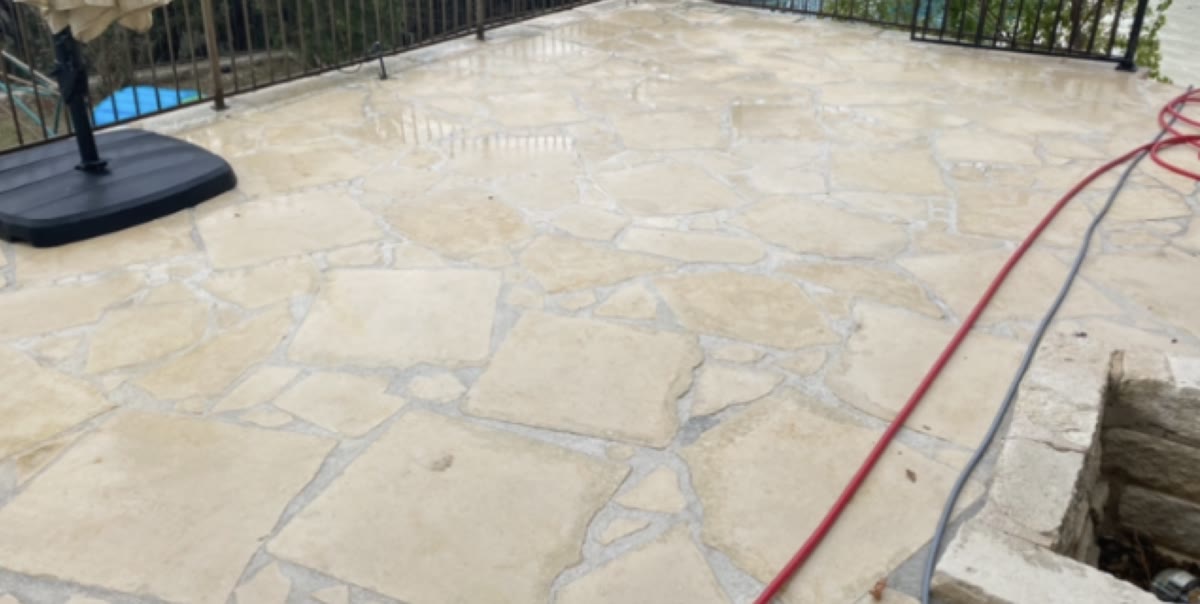 Stone patio after cleaning